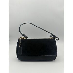 Coach Signature Demi mini Pouch Hand Bag Canvas Leather Black 6094